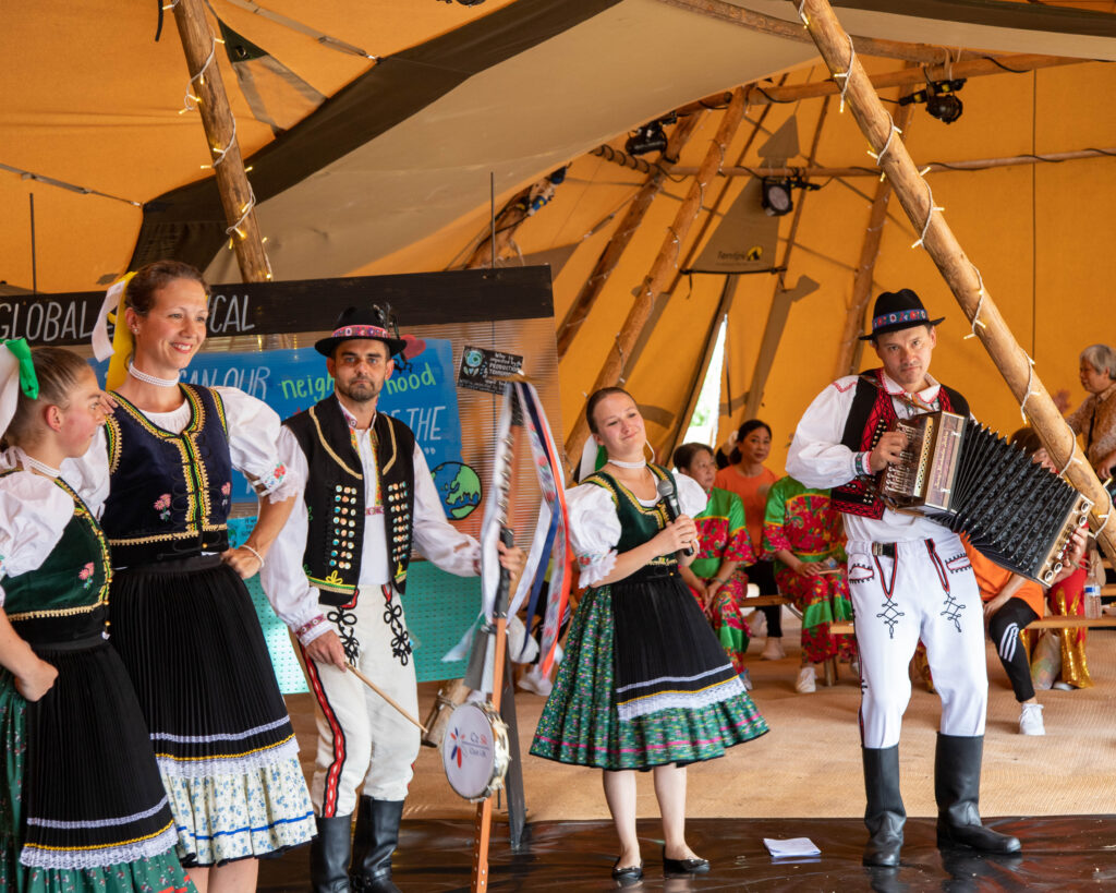 an image of a group of people wearing traditional Slovakian costumes.